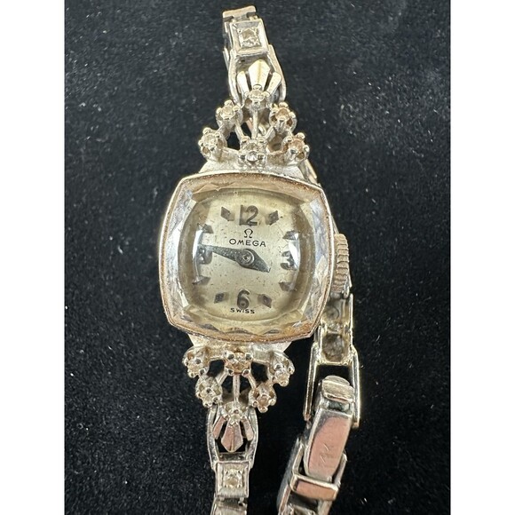 Vintage Omega 14K Gold Ladies Watch Diamond Bracelet Swiss Estate 13.2g 38 Stone main image 12